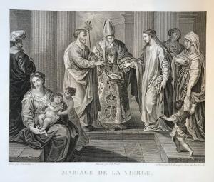 CASAMENTO DA VIRGEM - HENRIQUEZ Benoit Louis - gravura a buril